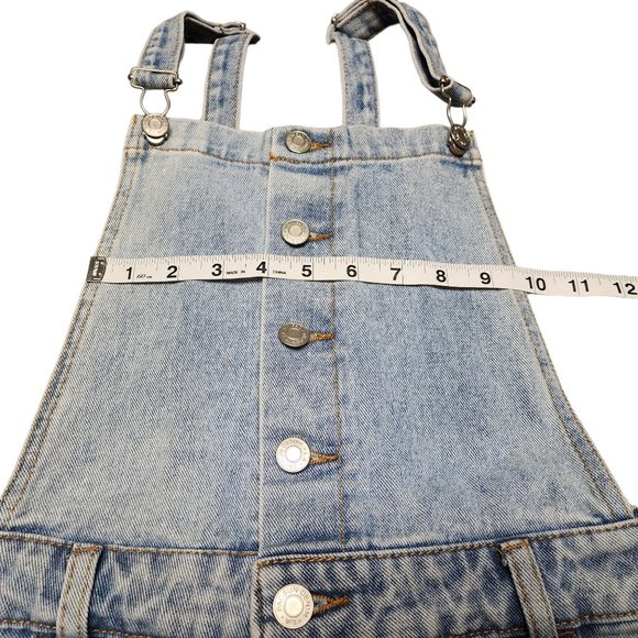 PacSun Blue Denim Overall Mini Skirt Dress Medium Buttons Down - Picture 8 of 11